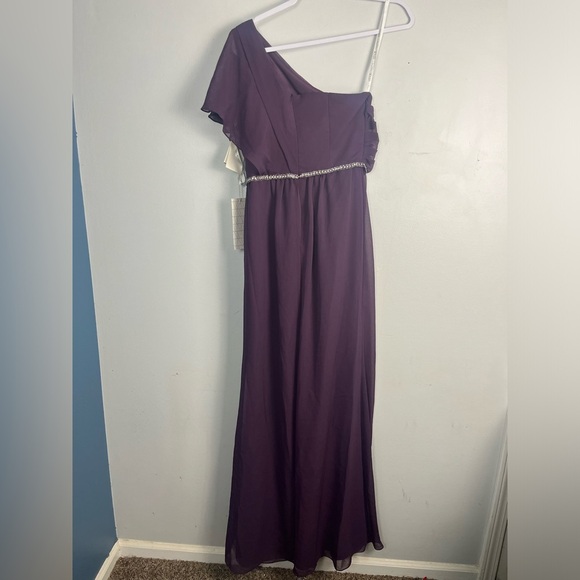 NWT Wonder by Jenny Packham plum silver beaded one shoulder maxi dress size 4 - Picture 8 of 8